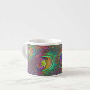 Christmas Tinsel Peacock Feathers Espresso Cup