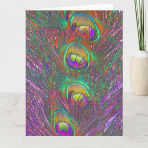 Christmas Tinsel Peacock Feathers Greeting Card