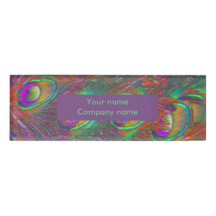 Christmas Tinsel Peacock Feathers Name Tag