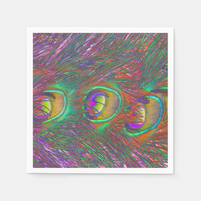 Christmas Tinsel Peacock Feathers Napkin (Front)