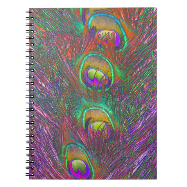 Christmas Tinsel Peacock Feathers Notebook (Front)