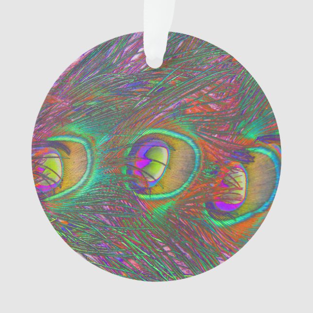 Christmas Tinsel Peacock Feathers Ornament (Front)