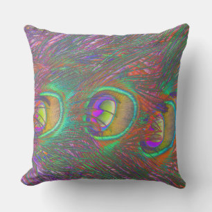 Christmas Tinsel Peacock Feathers Outdoor Pillow