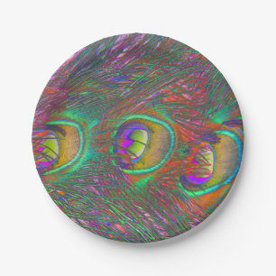 Christmas Tinsel Peacock Feathers Paper Plate