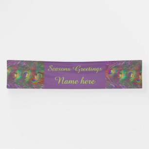 Christmas Tinsel Peacock Feathers Personalized Banner