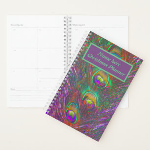 Christmas Tinsel Peacock Feathers Personalized Planner