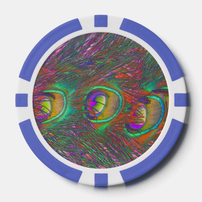 Christmas Tinsel Peacock Feathers Poker Chips (Front)