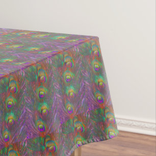 Christmas Tinsel Peacock Feathers Tablecloth