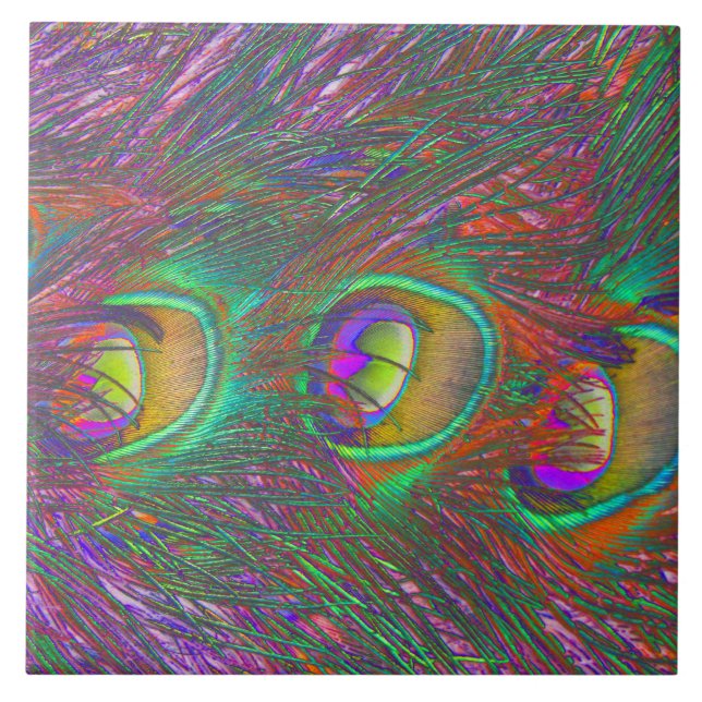 Christmas Tinsel Peacock Feathers Tile (Front)