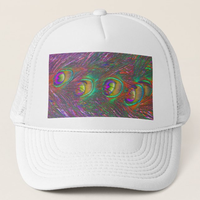 Christmas Tinsel Peacock Feathers Trucker Hat (Front)