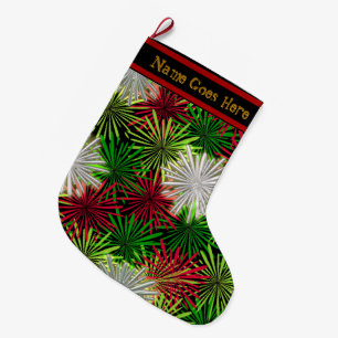 Christmas Tinsel PomPoms (Personalized) Large Christmas Stocking