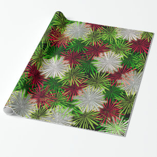 Christmas Tinsel PomPoms - Red, Green and White Wrapping Paper