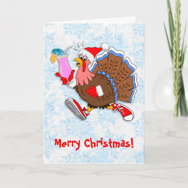 Christmas Tipsy Turkey (Cocktail) Holiday Card (Front)