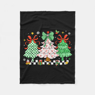 Christmas Tis The Season Coquette Bow Christmas Tr Fleece Blanket