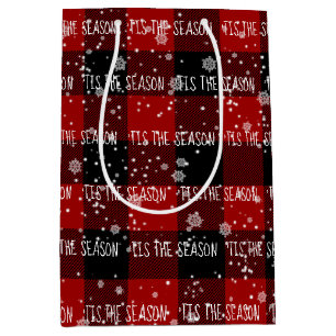 Christmas 'TIS THE SEASON Text In Snowflakes Medium Gift Bag
