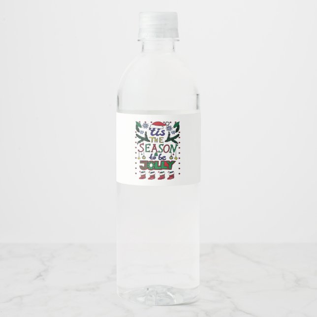 Christmas Tis The Season Water Bottle Label (Front)