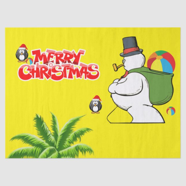 Christmas Tissue Paper, Merry Christmas, Snowman Tissue Paper (Front)