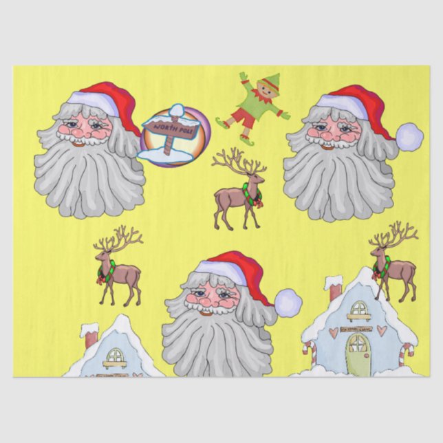 Christmas Tissue Paper North Pole Santa  (Front)