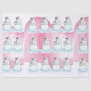 Christmas Tissue Paper Pink Snowman 