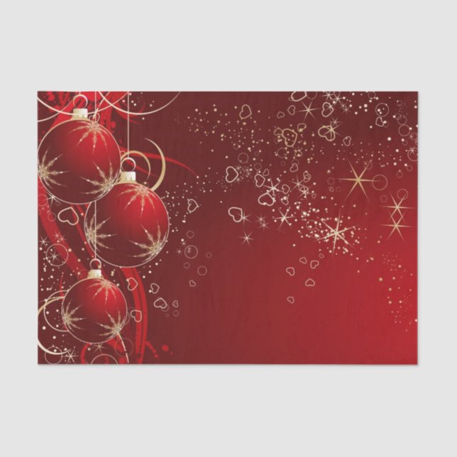 Christmas Tissue Paper/Red Ornaments Paper (Front)