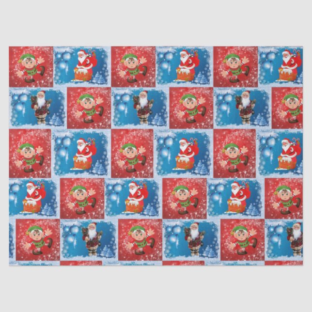 Christmas Tissue Paper, Santa, Elf Paper (Front)