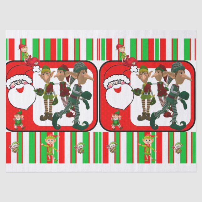 Christmas Tissue Paper, Santa, Elf Paper (Front)