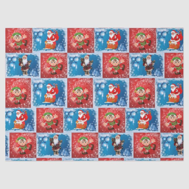 Christmas Tissue Paper, Santa, Elf Tissue Paper (Front)