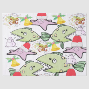 Christmas Tissue Paper Shark Fish Snowman
