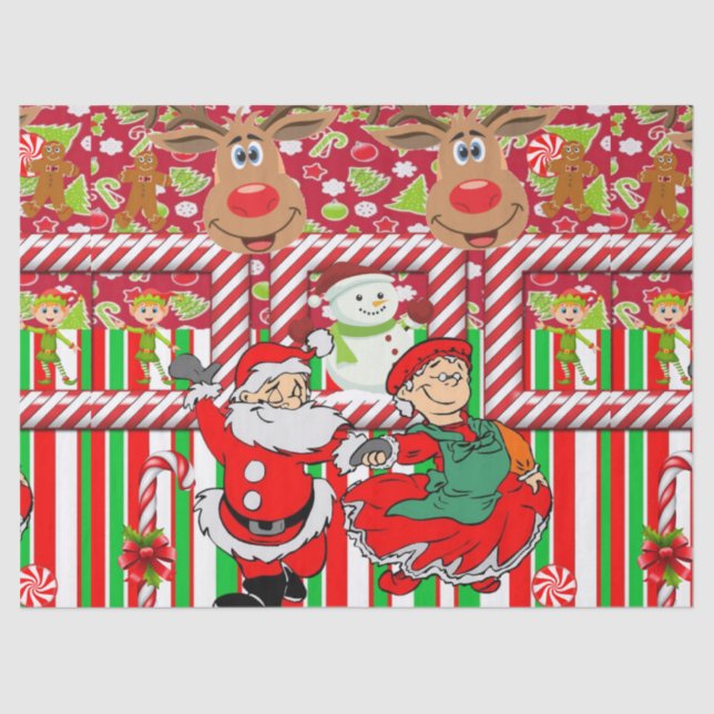 Christmas Tissue Paper Snowman Santa Mrs. Claus (Front)