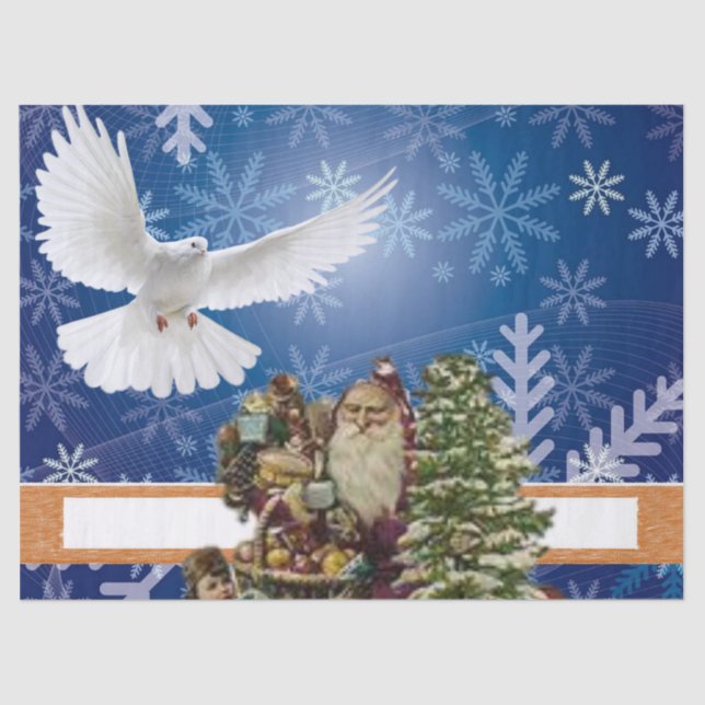 Christmas Tissue Paper, White Dove, Vintage Tissue Paper (Front)