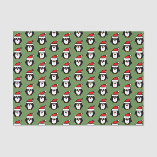 Christmas tissue paper with funny Santa penguin (Front)
