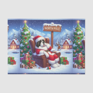 Christmas Tissue paper wrap with Saint Bernard art