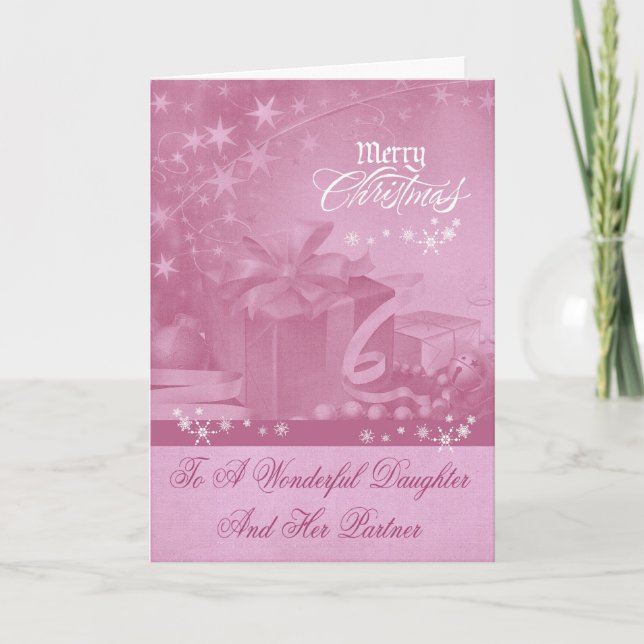Christmas To Daughter And Partner Greeting Card (Front)