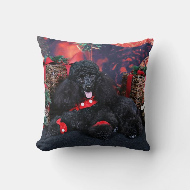 Christmas - Toby - Poodle Throw Pillow (Front)