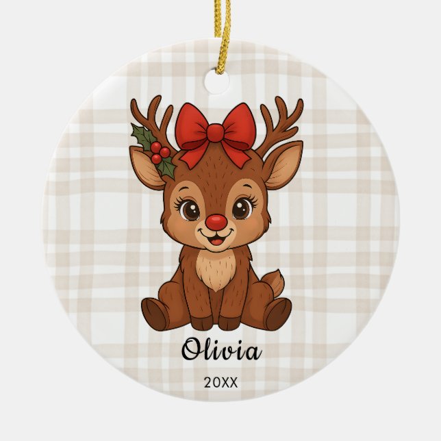 Christmas Toddler Girl's Reindeer Ornament (Front)