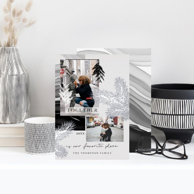 Christmas Together Modern Japandi Style 2 Photo Foil Holiday Card (Creator Uploaded)