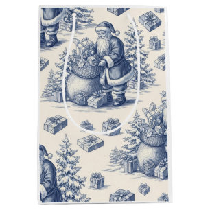 Christmas toile medium gift bag
