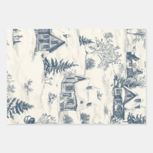 Christmas Toile Pattern Accessories Wrapping Paper Sheet