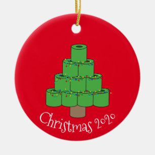 Christmas Toilet Paper Tree Covid  2020 Ceramic Ornament