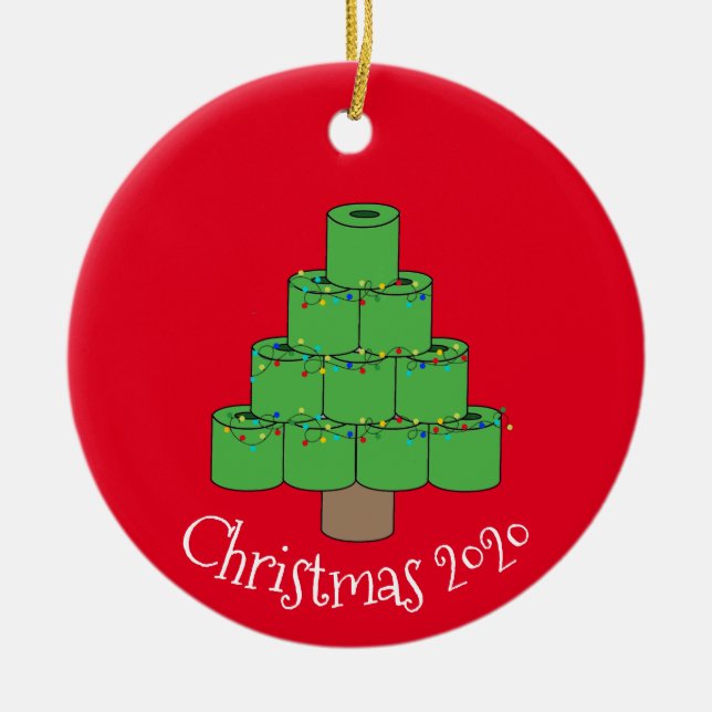 Christmas Toilet Paper Tree Covid  2020 Ceramic Ornament (Front)