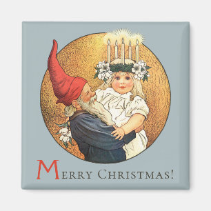 Christmas tomte and sweet little Lucia girl Magnet