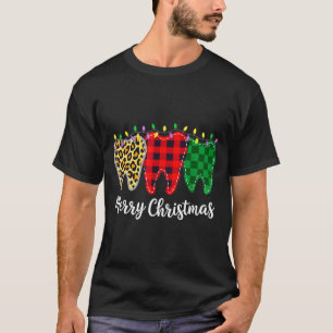 Christmas Tooth Dentist Dental Istant Teeth Leopar T-Shirt