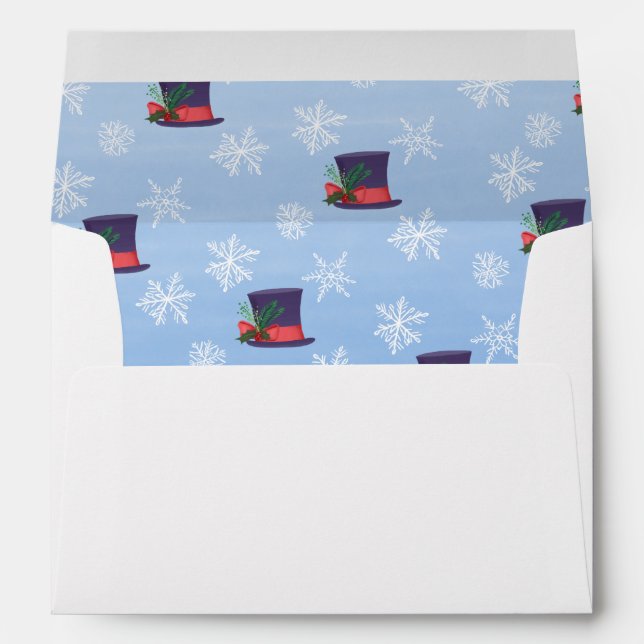 Christmas Top Hat and Snowflakes Pattern Envelope (Back (Bottom))