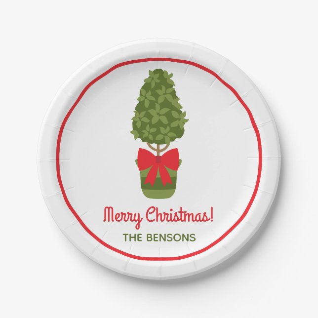 Christmas Topiary Personalized Party Plates (Front)