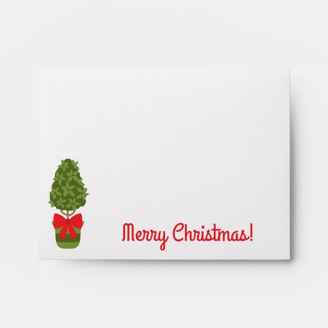 Christmas Topiary Personalized Stationery Envelope (Front)
