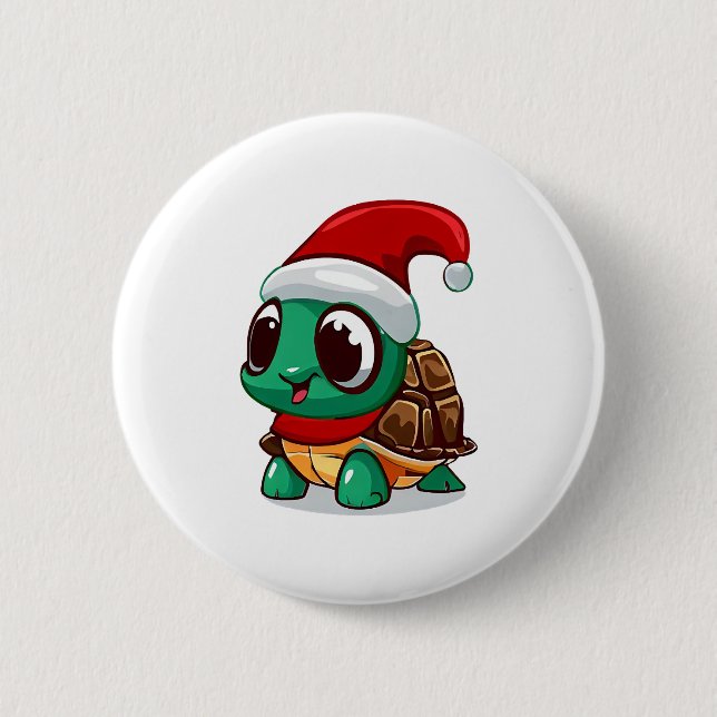 Christmas tortoise 2 inch round button (Front)