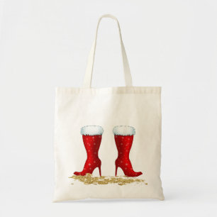 Christmas Tote with Fancy fur lined red boots Bag