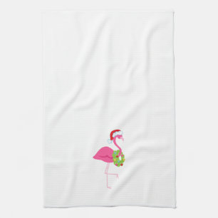 Christmas Towel with Pink Flamingo