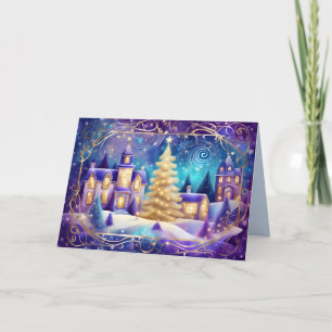 christmas town hall greeting card