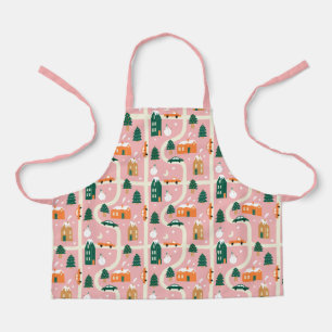 Christmas Town Holiday Map Pattern Apron